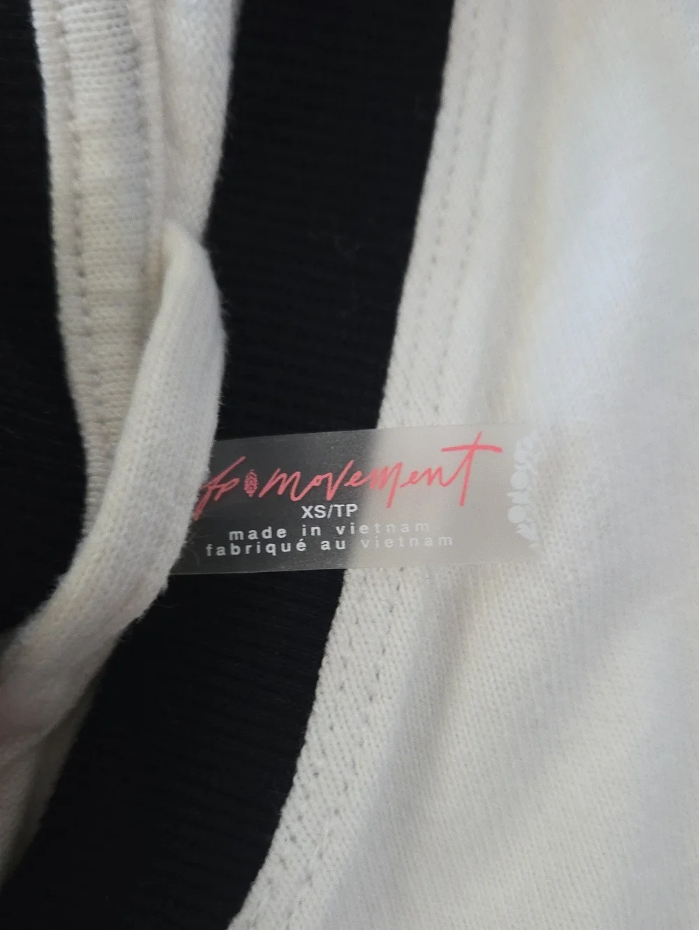 Free People Movement Baseline Black & White V-neck Oversized Tee Size XS Preppy